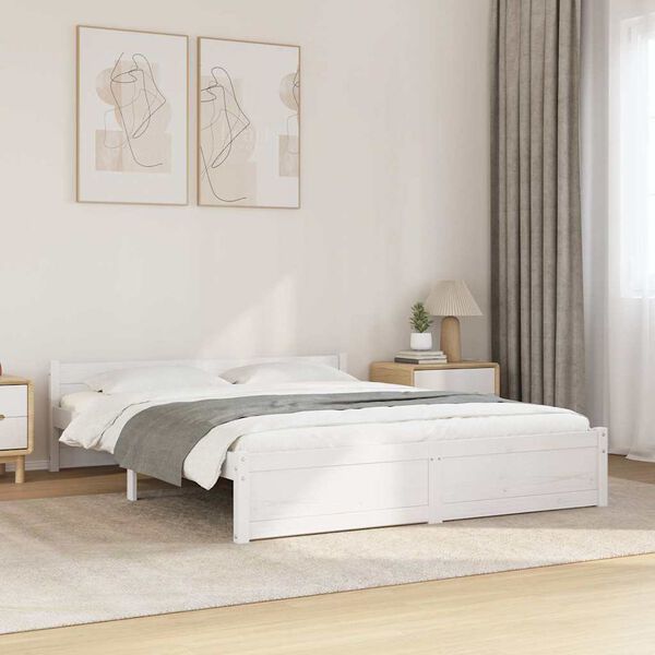 vidaXL Cadre de lit sans matelas blanc bois massif 140x200 cm