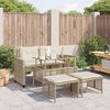 vidaXL Salon de jardin avec coussins 4 pcs beige r&eacute;sine tress&eacute;e verre