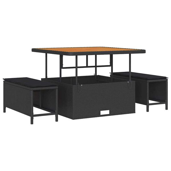vidaXL Ensemble de canap&eacute; de jardin avec coussin 9 pcs Noir