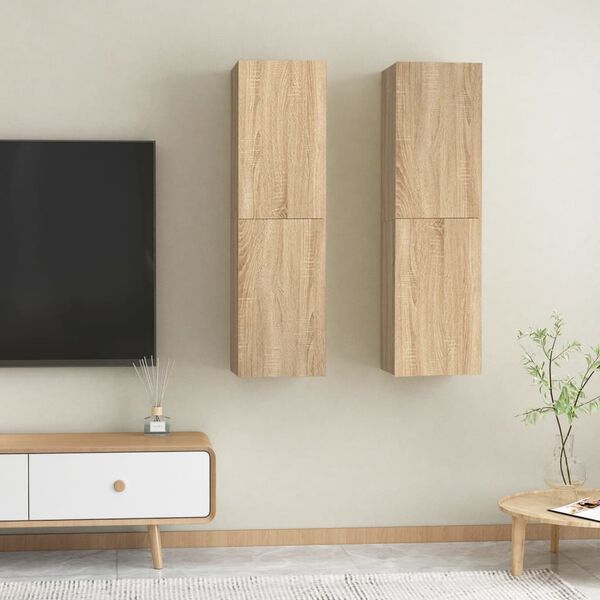 vidaXL Meubles TV 2 pcs Ch&ecirc;ne sonoma 30,5x30x110 cm Bois d&rsquo;ing&eacute;nierie
