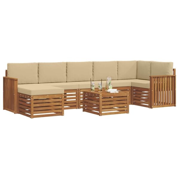 vidaXL Ensemble de canap&eacute; d'angle avec coussin 8 pcs Naturel et Beige