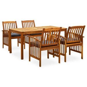 vidaXL Ensemble &agrave; manger de jardin 5 pcs avec coussins Acacia solide