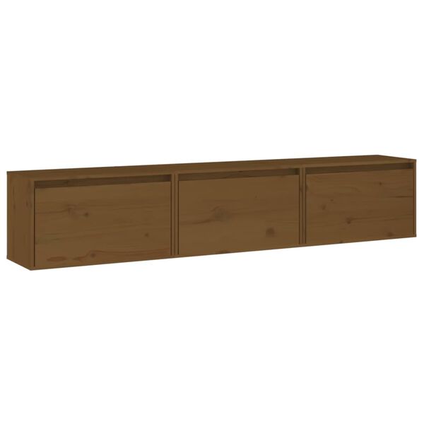 vidaXL Meubles TV 3 pcs Marron miel Bois massif de pin