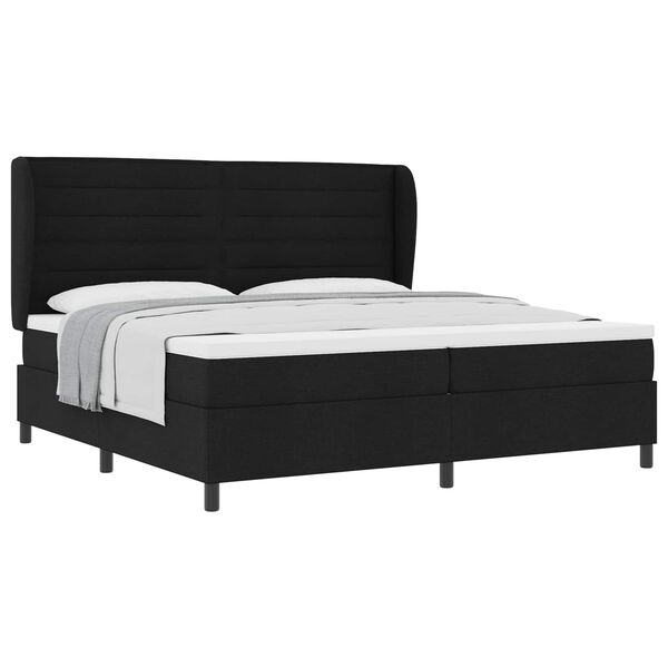 vidaXL Lit &agrave; ressorts avec matelas Noir 200 x 200 cm tissu