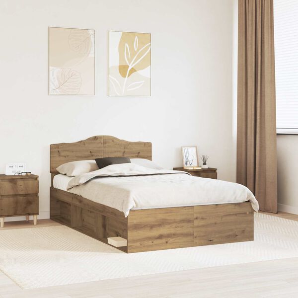 vidaXL Cadre de lit Ch&ecirc;ne artisan 120 x 190 cm Bois de pin massif