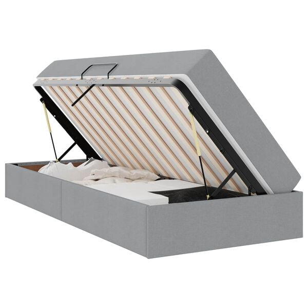 vidaXL Lit avec rangement et matelas Gris clair 90 x 190 cm Polyester