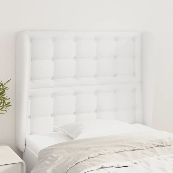 vidaXL T&ecirc;te de lit avec oreilles Blanc 93x23x118/128 cm Similicuir