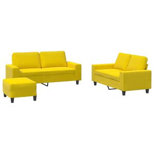 vidaXL Ensemble de canap&eacute;s 3 pcs jaune clair tissu
