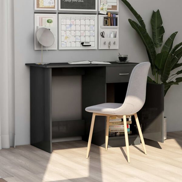 vidaXL Bureau Gris brillant 100 x 50 x 76 cm Aggloméré