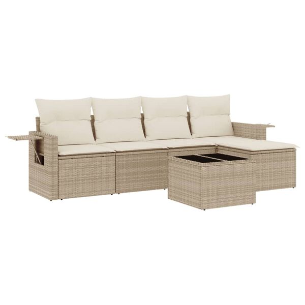 vidaXL Salon de jardin avec coussins 6 pcs beige r&eacute;sine tress&eacute;e