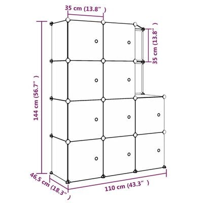 vidaXL Armoire de rangement pour enfants avec 10 cubes Noir PP
