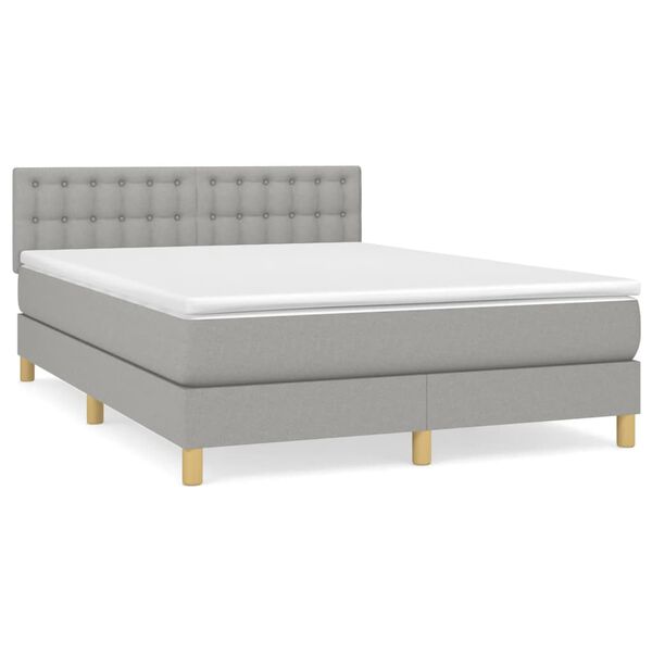 vidaXL Sommier &agrave; lattes de lit avec matelas Gris clair 140x190cm Tissu
