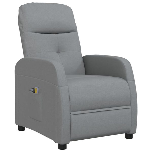 vidaXL Fauteuil de massage inclinable Gris clair Tissu