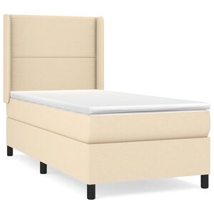 vidaXL Sommier &agrave; lattes de lit et matelas Cr&egrave;me 90x190 cm Tissu