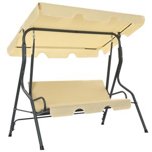 vidaXL Balancelle de jardin Blanc cr&egrave;me 170 x 110 x 153 cm
