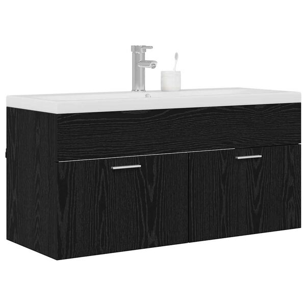 vidaXL Armoire de salle de bain Ch&ecirc;ne noir 100 x 38,5 x 46 cm