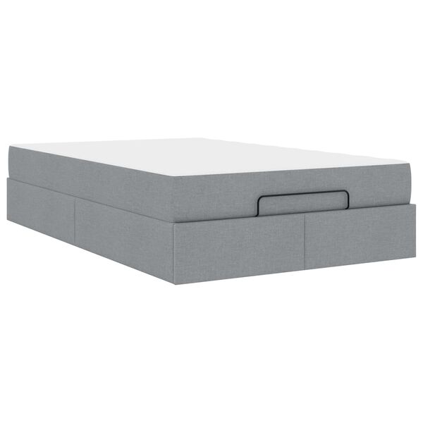 vidaXL Cadre de lit avec matelas avec matelas 2 pcs Gris clair tissu