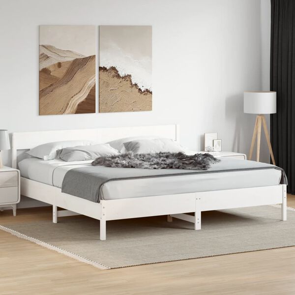 vidaXL Cadre de lit sans matelas blanc 200x200 cm bois massif de pin