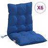 vidaXL Coussins de chaise &agrave; dossier bas lot de 6 bleu royal