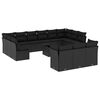 vidaXL Salon de jardin avec coussins 14 pcs noir r&eacute;sine tress&eacute;e