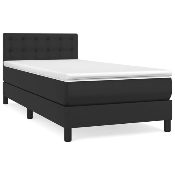 vidaXL Sommier &agrave; lattes de lit avec matelas Noir 90x200 cm Similicuir