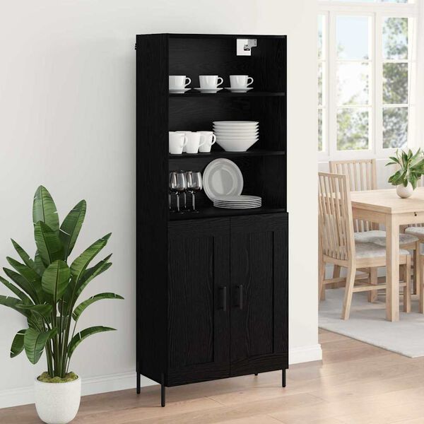 vidaXL Haut Armoire Ch&ecirc;ne noir 69,5 x 34 x 180 cm Bois d'ing&eacute;nierie
