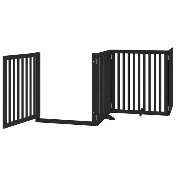 vidaXL Barri&egrave;re pour chien porte pliable 8 panneaux noir bois peuplier