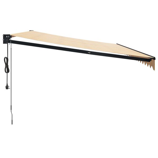 vidaXL Auvent r&eacute;tractable automatique jaune et blanc 5x3 m