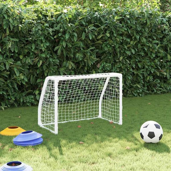 vidaXL Buts de football pour enfants 2 pcs avec ballon blanc m&eacute;tal