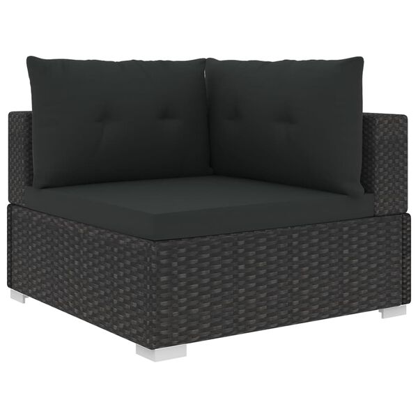 vidaXL Salon de jardin 6 pcs avec coussins Résine tressée Noir