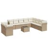 vidaXL Salon de jardin 11 pcs avec coussins beige r&eacute;sine tress&eacute;e