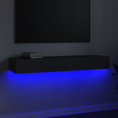 vidaXL Meuble TV avec lumières LED Gris 120x35x15,5 cm