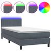vidaXL Sommier &agrave; lattes de lit et matelas et LED gris fonc&eacute; 100x220cm velours