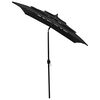 vidaXL Parasol de jardin à 3 niveaux avec mât en aluminium noir 2x2 m