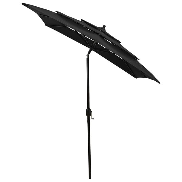 vidaXL Parasol de jardin à 3 niveaux avec mât en aluminium noir 2x2 m