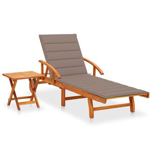 vidaXL Chaise longue de jardin avec table et coussin Bois d'acacia