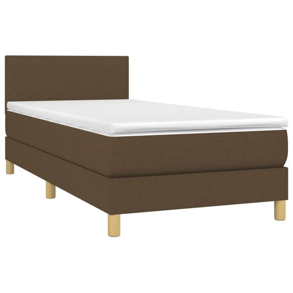 vidaXL Sommier &agrave; lattes de lit et matelas et LED Marron fonc&eacute; 90x190cm