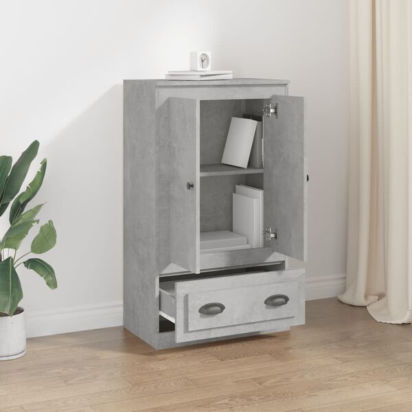 vidaXL Buffet haut gris b&eacute;ton 60x35,5x103,5 cm bois d'ing&eacute;nierie