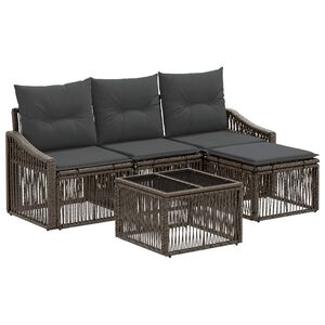 vidaXL Ensemble de canap&eacute; de jardin 5 pc Gris polyrotin