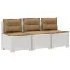 vidaXL Canap&eacute; de jardin 3 places avec coussins look rattan PP Blanc