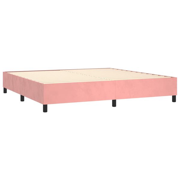 vidaXL Sommier &agrave; lattes de lit avec matelas Rose 180x200 cm Velours