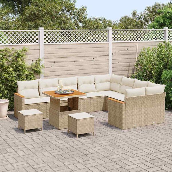 vidaXL Ensemble de canap&eacute; de jardin 12 pcs Beige polyrotin