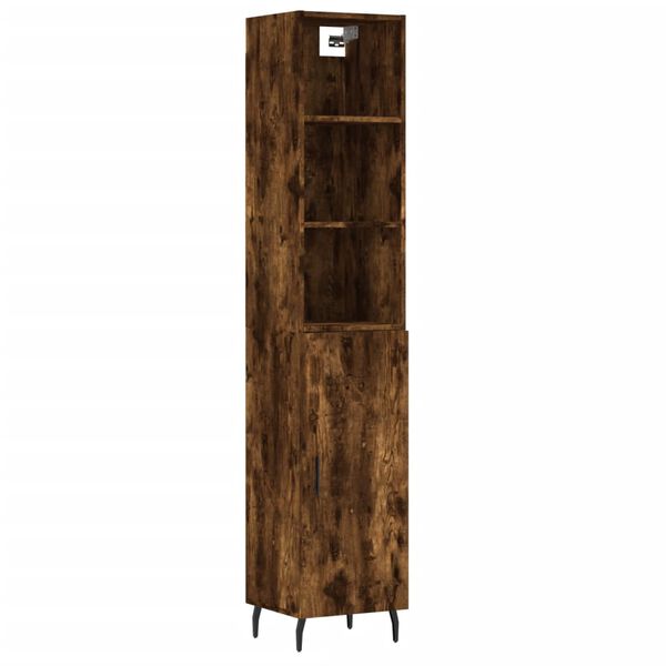 vidaXL Buffet haut Ch&ecirc;ne fum&eacute; 34,5x34x180 cm Bois d'ing&eacute;nierie