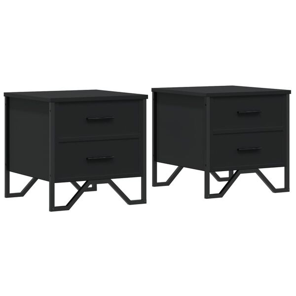 vidaXL Tables de chevet 2 pcs noir 40x41x40 cm bois d'ingénierie
