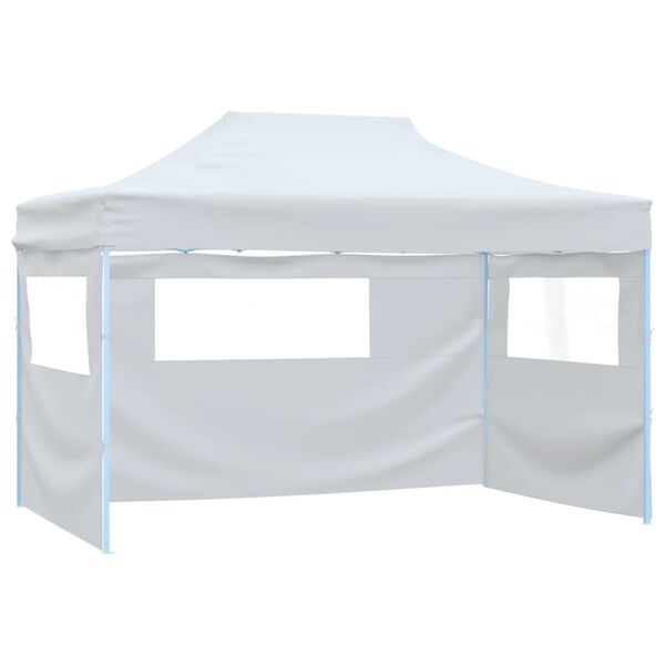 vidaXL Tente de réception pliable avec 3 parois 280x410x315 cm Acier Blanc