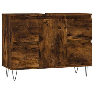 vidaXL Armoire salle de bain ch&ecirc;ne fum&eacute; 80x33x60cm bois d'ing&eacute;nierie