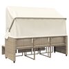 vidaXL Canapé de jardin 3 places avec auvent et tabourets beige rotin