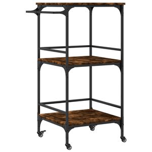vidaXL Chariot de cuisine ch&ecirc;ne fum&eacute; 60,5x50x105 cm bois d'ing&eacute;nierie