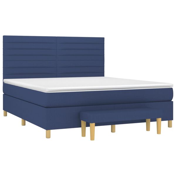 vidaXL Sommier &agrave; lattes de lit avec matelas Bleu 180x200 cm Tissu