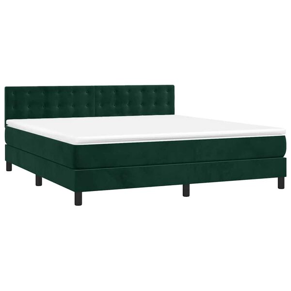 vidaXL Sommier &agrave; lattes de lit matelas et LED Vert fonc&eacute; 180x200 cm
